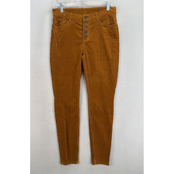 Cabi Women's Sz‎ 4 Orange Mid Rise Button Fly Corduroy Skinny Pants - Picture 1 of 8